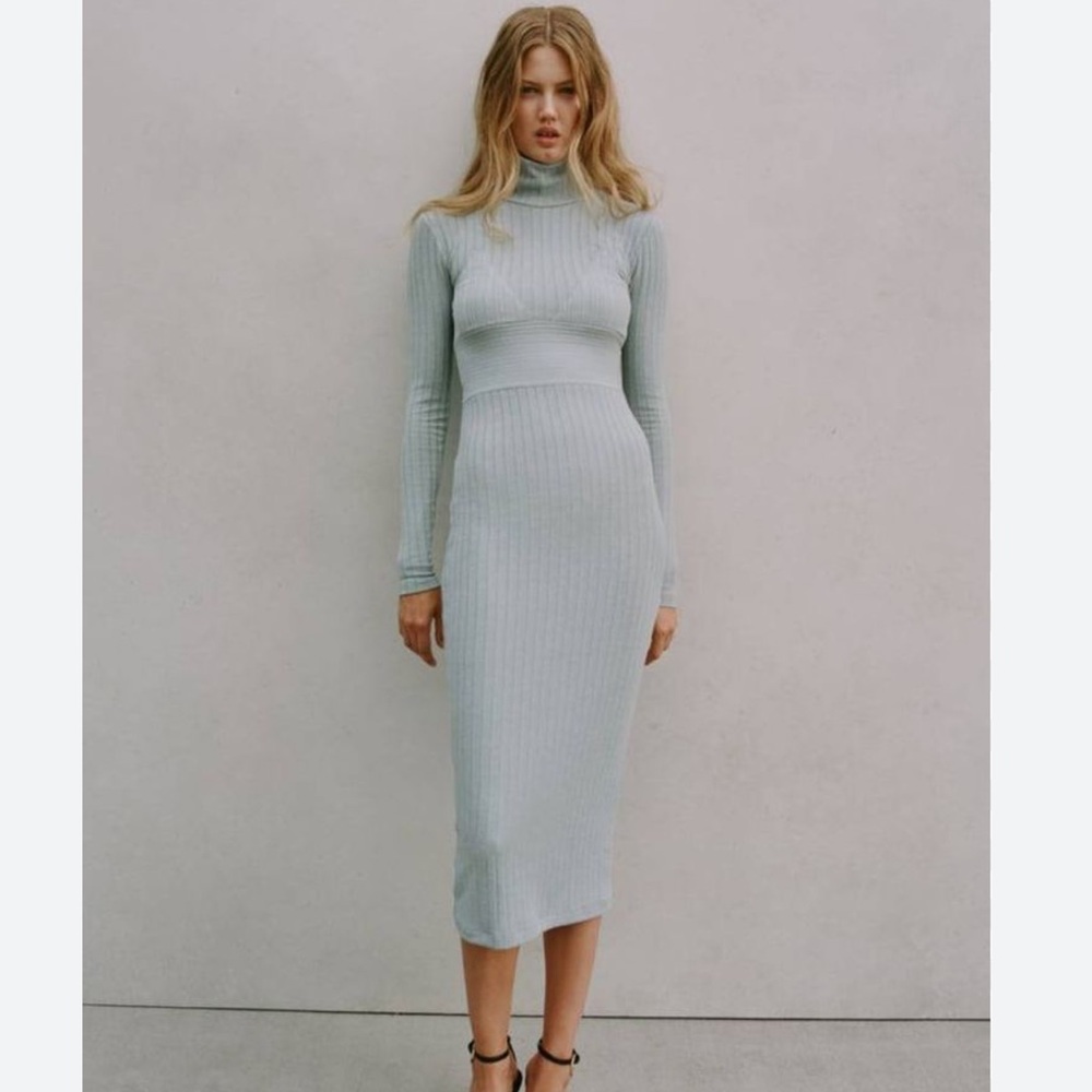 New with tags ZARA MIDI RIBBED DRESS size Small 5584/638